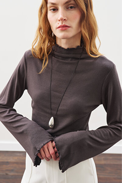 Manuka Fishing Collar Bluse Anthracite