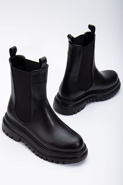FEMME Chelsea Kadın Siyah Kalın Taban Günlük Lastikli Bot