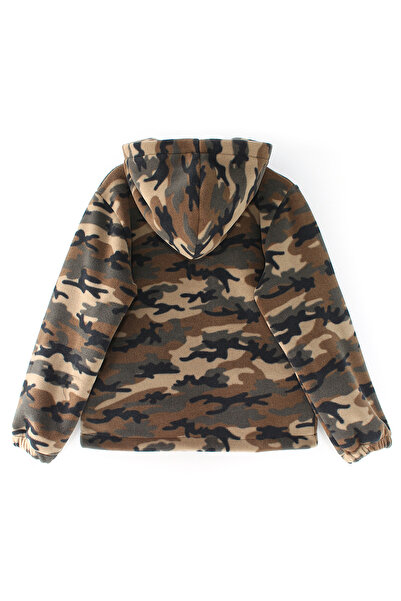 DobaKids Hooded Zippered Camouflage Unisex Children's Thick Fleece Jacket Camouflage Children's Cardigan