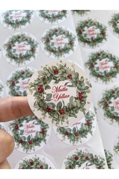 Yaşam Baskı Mutlu Yıllar Yeni Yıl 5 Cm. Ebadında Sticker - 50 Adet