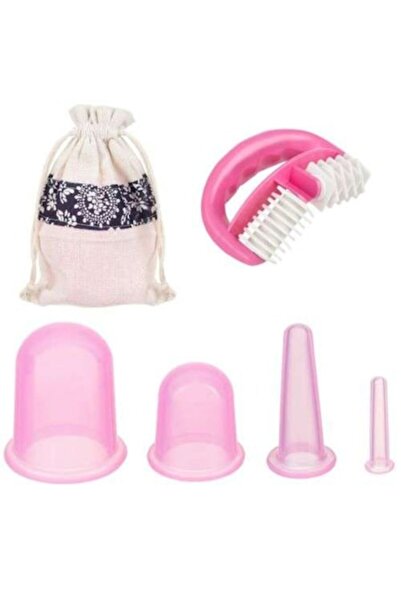 varioshop massage set with roller and 4 silicone suction cups, vacuum massage, pink