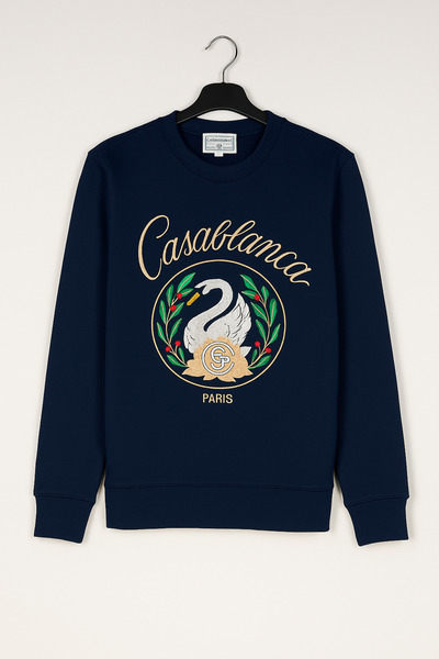 YusGos Unisex Men/Women High Quality Casablanca Embroidered Cotton Hooded Crew Neck Sweatshirt