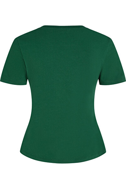 Tommy Hilfiger Women Ornamental Green Regular Script Graphic Short Sleeves T-Shirt