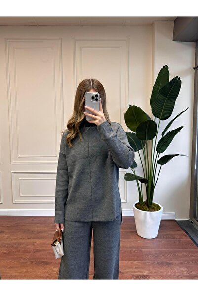 Alyalisbutik Half-Necked Knitting Suit - Black