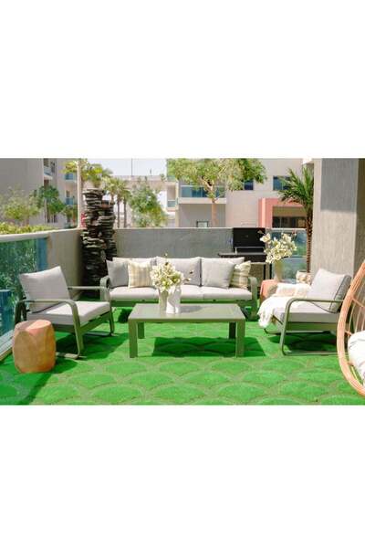 Danube Home Olivero 5-Seater Sofa Set with Coffee Table – Light Grey Living Room Set