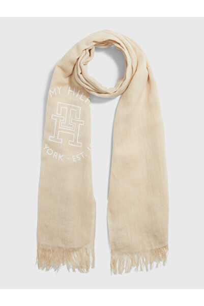 Tommy Hilfiger Men Natural Monogram Print Woven Scarf