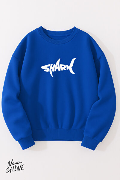 New Shine سويت شيرت Shark مطبوع برقبة دائرية