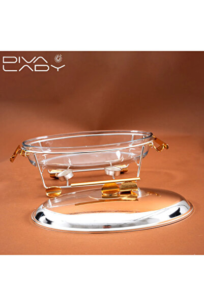 DIVA LADY ✨ Diva Lady Luxury Food Warmer with 4L Oval Pyrex Dish – A touch of luxury on your table 🍲💛