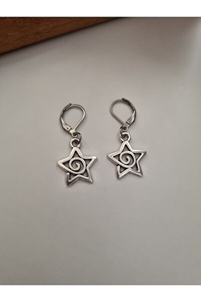 glactuca craft Spiral Yıldız Charm Çelik İğneli Küpe y2k