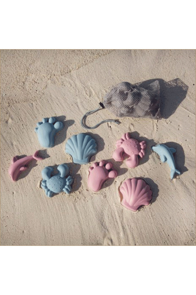 Scrunch Beach toy - Set of 4 silicone sand molds, Dusty Rose - Kids