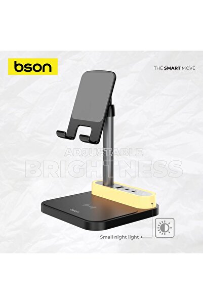 bson Wireless Power Deck - 15W Fast Qi Charging Hub with 4 USB Ports & Adjustable LED Lantern