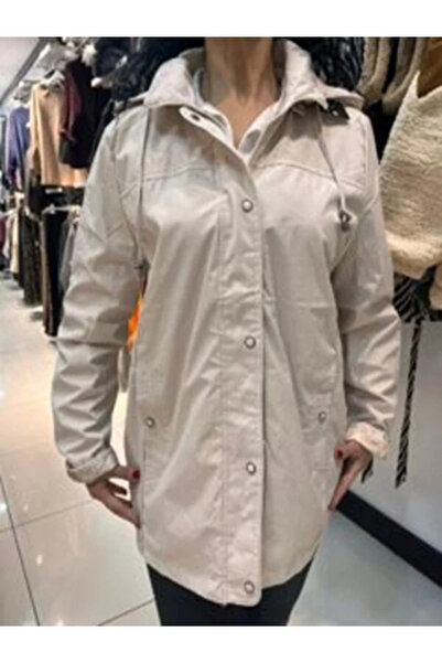 IT İtalyan Çift Taraflı Trençkot Yağmurluk – Krem & Çiçek Desen