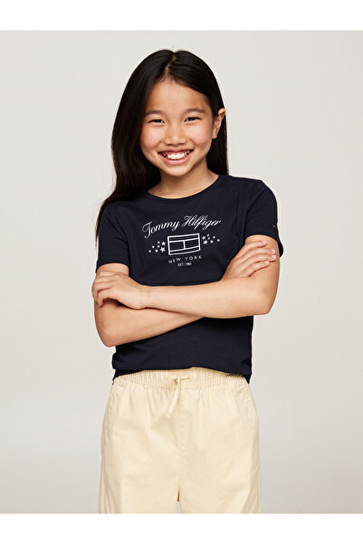 Tommy Hilfiger Girls Desert Sky Logo Printed Short Sleeves Crew Neck T-Shirt