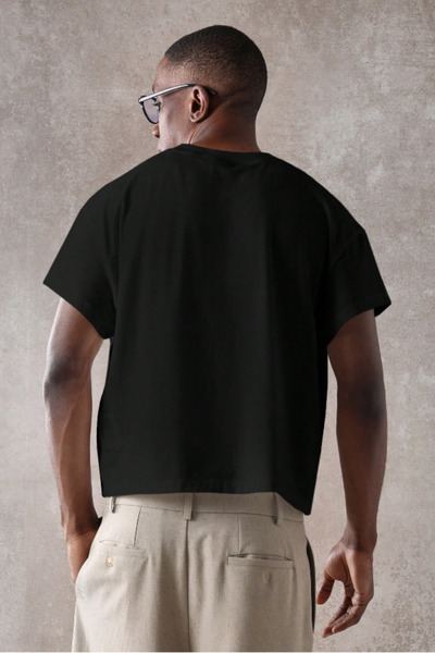 Tarz Cool Men's Black Crew Neck Short Sleeve T-Shirt