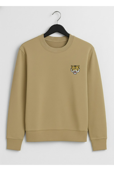 YusGos Unisex Men/Women High Quality Tiger Embroidered Cotton Hooded Crew Neck Sweatshirt