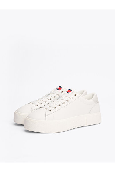 Tommy Hilfiger Women Ecru Lace-Up Platform Sneakers