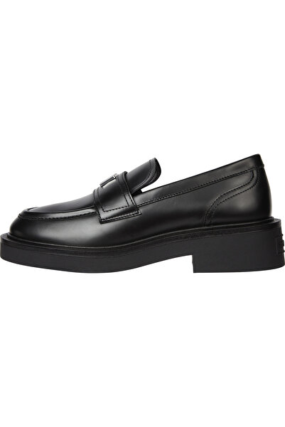 Tommy Hilfiger Women Black Logo Hardware Loafers