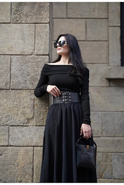 MODA Kemerli Uzun Volanlı Etek