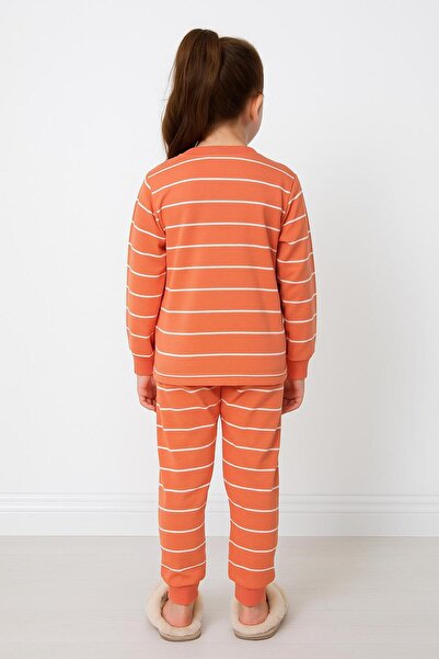 Esterella комплект піжами для дівчинки / смугастий комплект піжами з трикотажу / комплект з коміром-стійкою