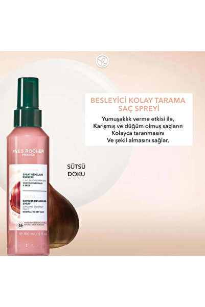 Yves Rocher Vegan Bakım Tüm Saçlar İçin Kolay Tarama Spreyi 150 ml Kestane Sü...