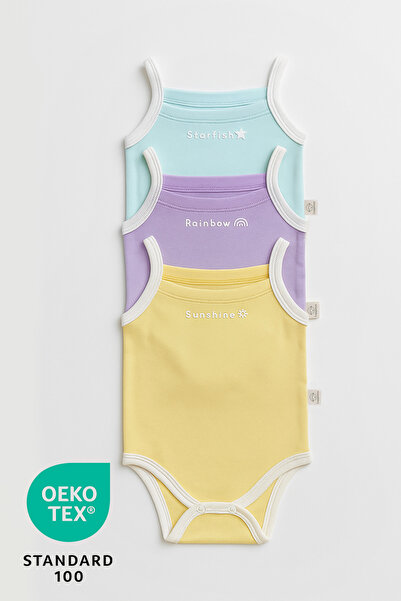 Luppinos Holiday 3lü %100 Pamuk Nakışlı Bebek Atlet Set