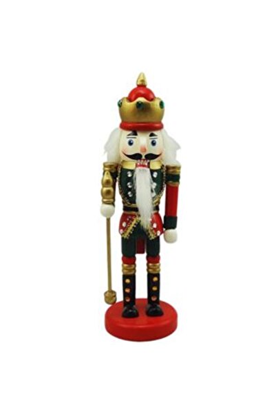 Silver Star Regele de Crăciun decorativ din lemn, costum roșu/verde, 20 cm