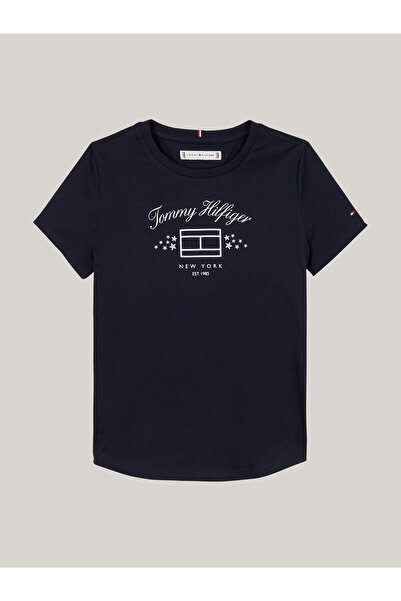 Tommy Hilfiger Girls Desert Sky Logo Printed Short Sleeves Crew Neck T-Shirt