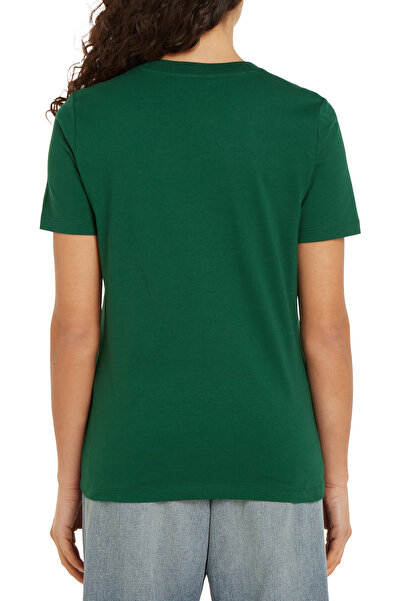 Tommy Hilfiger Women Ornamental Green Cotton Slim Essential Short Sleeves T-Shirt