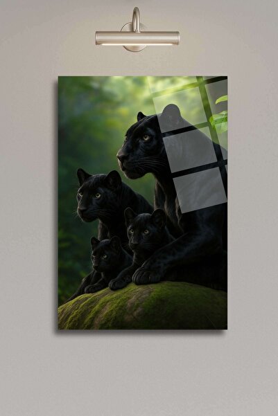 HMDS CONCEPT Black Jaguar Family Glass Painting 436