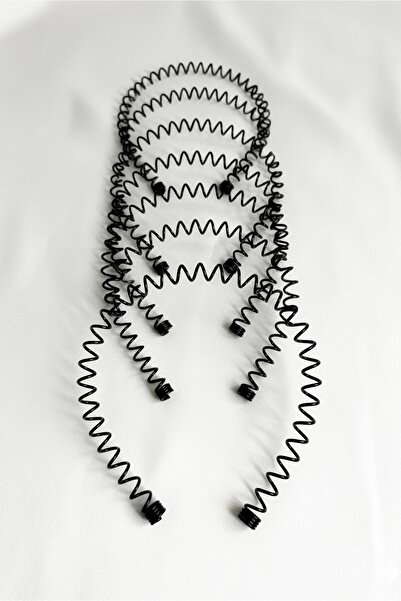 Happyline Siyah 10lu Metal Taç Erkek Kadın Sporcu Saç Tacı saç bandı Zigzag t...