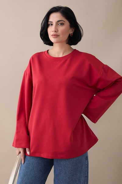 InStyle Oversized Wide Sleeve Red Sweatshirt