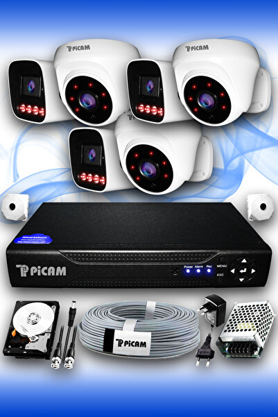 Picam 6 Kameralı Süper 3 İç Kamera Set 500 GB 5 MP 2K Net Gece Görüşlü Güvenl...