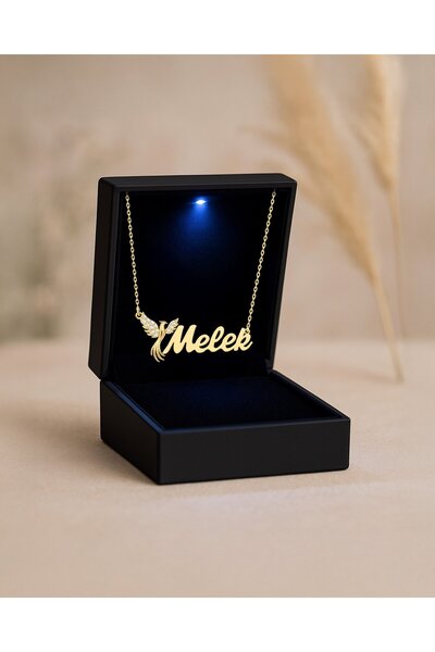 İNDİGO TAKI Işıklı Kutuda İsimli Anka Kuşu Altın Kaplama Gümüş Kolye