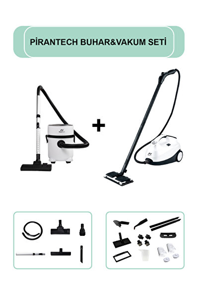PiranTech CB-107C Çok Fonksiyonlu Buharlı Temizlik Makinası / ES-07 Panda Islak & Kuru Elektrikli Süpürge