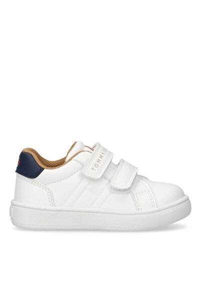 Tommy Hilfiger Kids Unisex White Leather Low Cut Velcro Sneakers