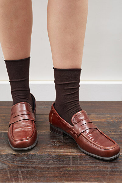 Manuka Elastic Free Socks Brown