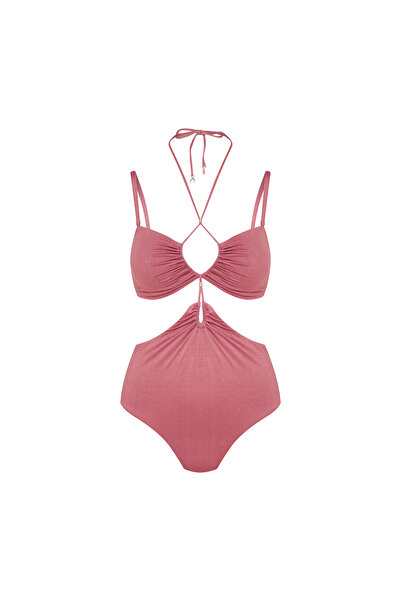 ESOTIQ One-Piece Swimsuit Monokini with Cut Outs Non-Padded Bra Shimmering Adjustable | Lunar