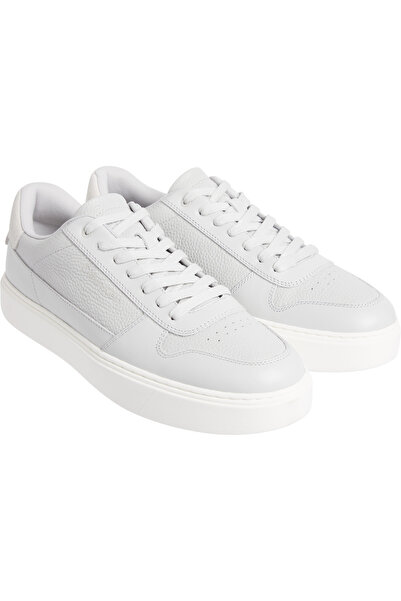 Calvin Klein Men Triple Eggshell Leather Low Top Lace Up Sneakers