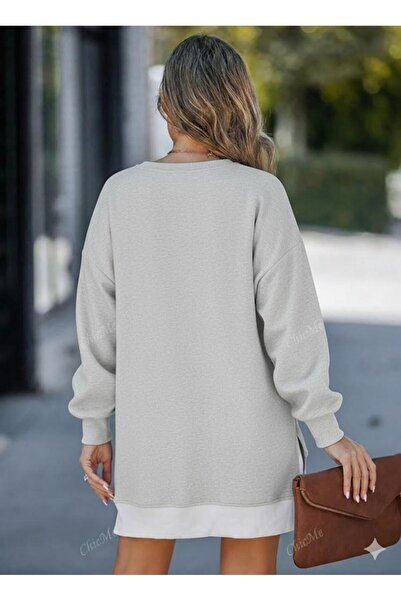 Afri Dámská oversize mikina s bočním zipem a dlouhým rukávem šedá tunika