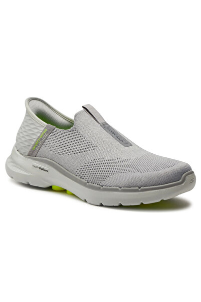 SKECHERS Men's Go Walk 6 Easy-On Sneakers, Gray, EU 45.5 - Slip-On Comfort & Style
