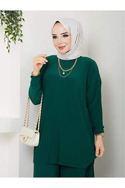 modapark.ist Women's New Season Self-Folded Stylish Skirt-Looking Pants Tunic Set