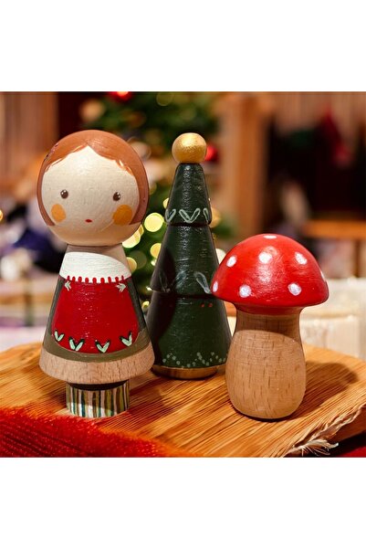 pinaart مجسمات خشبية لعيد الميلاد، لعبة خشبية بتصميم خاص للعام الجديد، دمية ر...