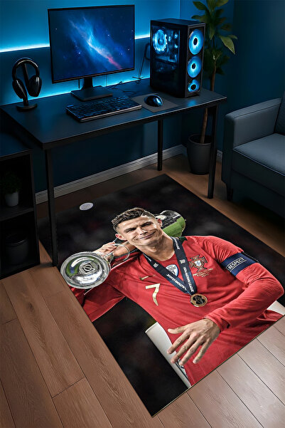 Halura Ronaldo CR7 Futbolcu Desenli Kaymaz Taban Makinede Yıkanabilir Gaming ...
