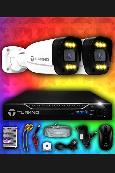 Turkno 2 Kameralı Ultra 2 Dış Kamera Set HDD'siz 5 MP 2K Renkli Gece Görüşlü ...