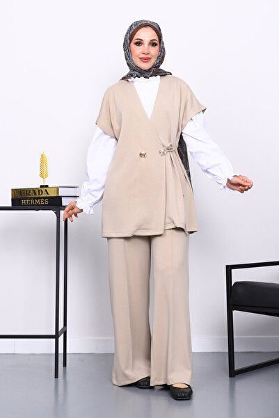 İmajButik Stone Vest and Pants Cupra Modal Set