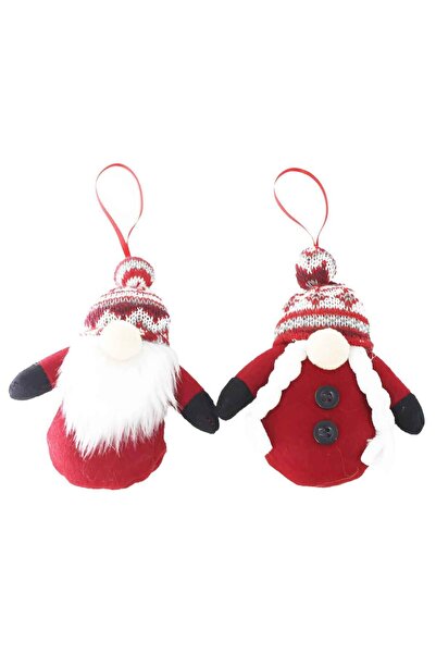 Sunman Christmas Dwarf Santa Claus Figured Tree Ornament Set of 2