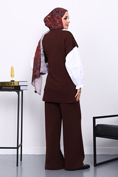İmajButik Burgundy Vest and Pants Cupra Modal Set