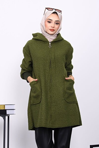 İmajButik Παλτό μπουκέτο με πράσινη τσέπη με φερμουάρ