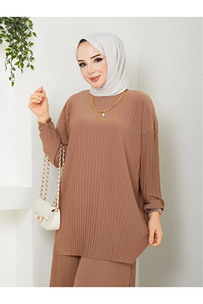 modapark.ist Women's New Season Self-Folded Stylish Skirt-Looking Pants Tunic Set