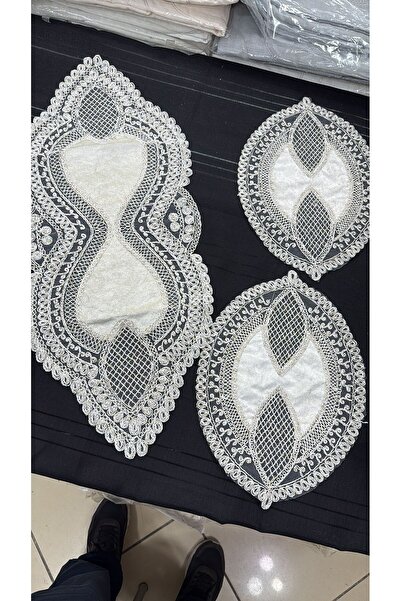 S.Y 3-Piece Coffee Table Cover with Cord and Velvet Fabric